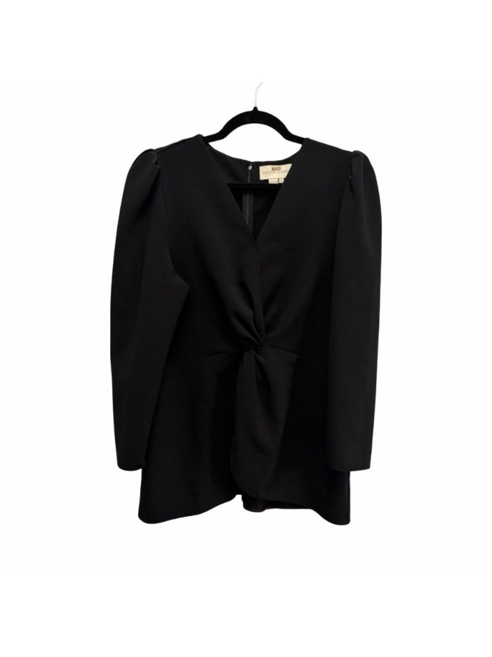 SACHIN & BABI Black Long Sleeve Twist Front Cocktail Mini Dress Size 12